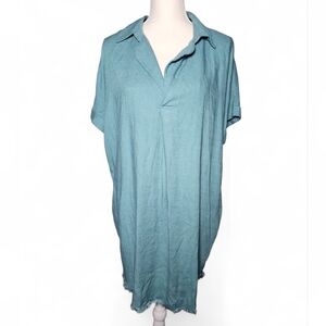 Zenana Collared Frayed‎ Hem Shirt Dress Size Medium